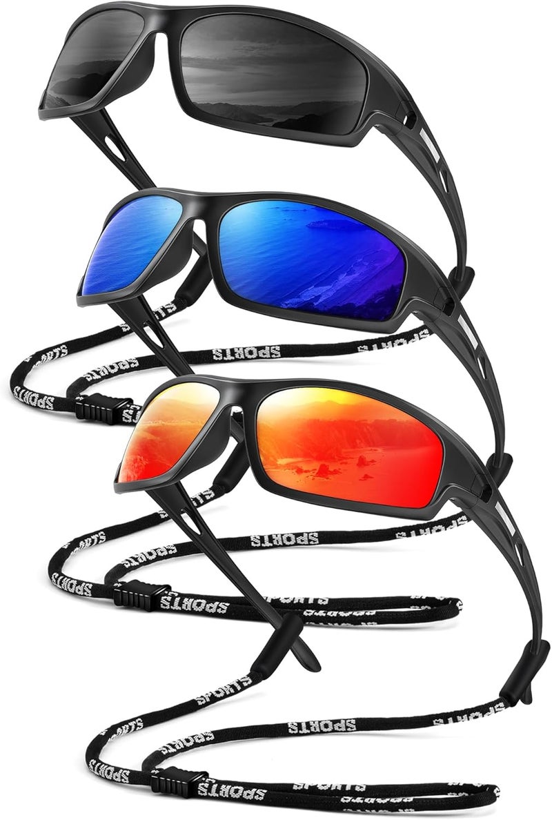 QALLY Store Polarized-Sunglasses-Men Sports Mens-Sunglasses: Sun-Glasses with UV Protection for Fishing Driving Running Cycling - Image 1